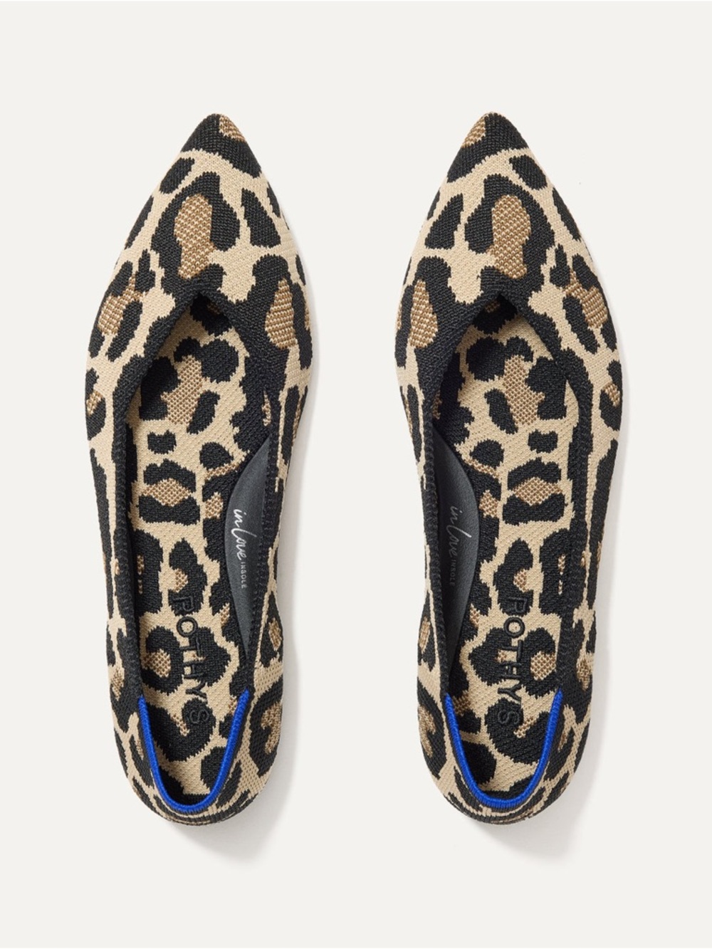 Rothy's Leopard Print Pointed Ballet Flats - Beige & Black The Point
